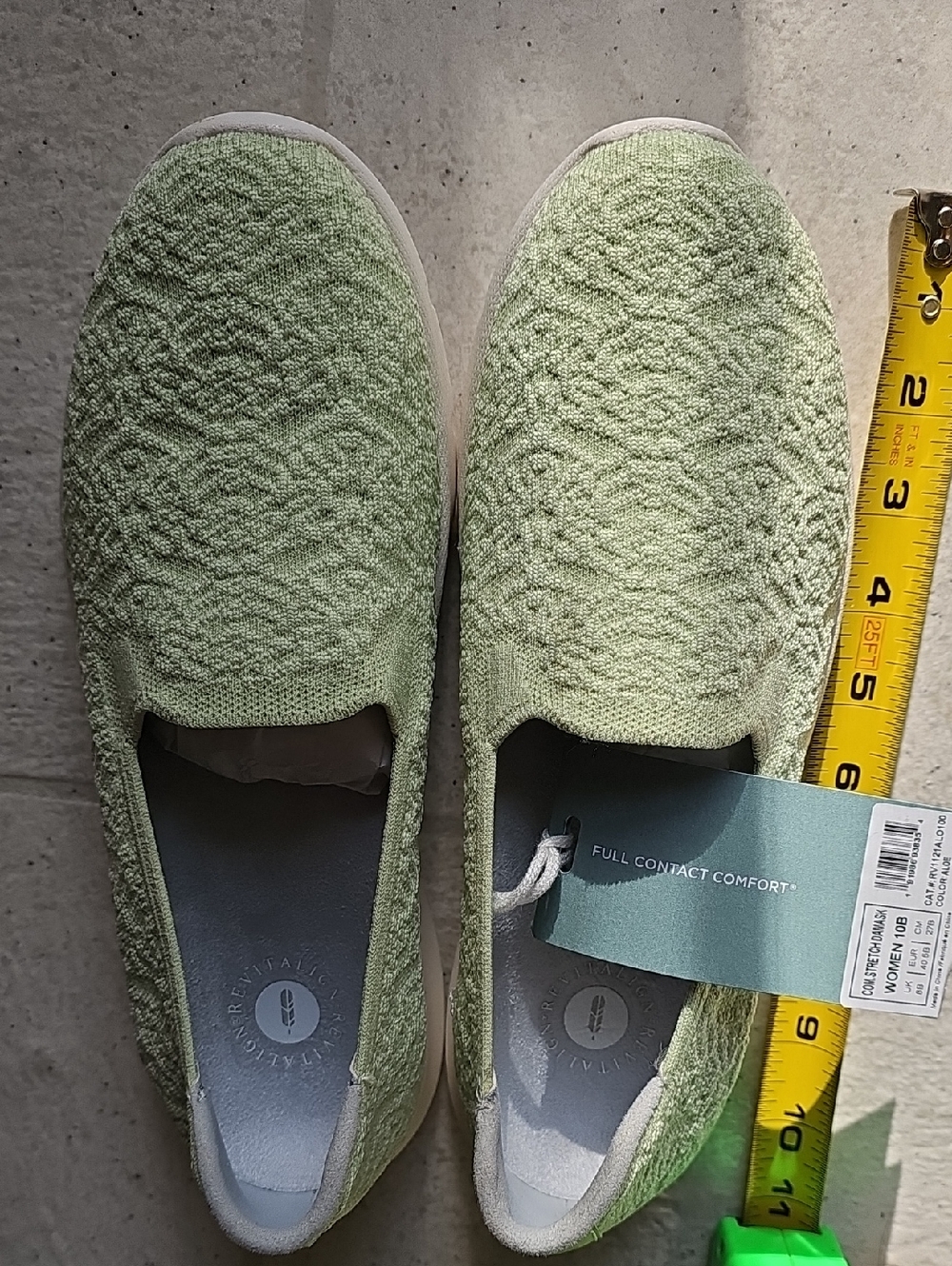 REVITALIGN Women's Slip-On Moccasins in Light Green Knit